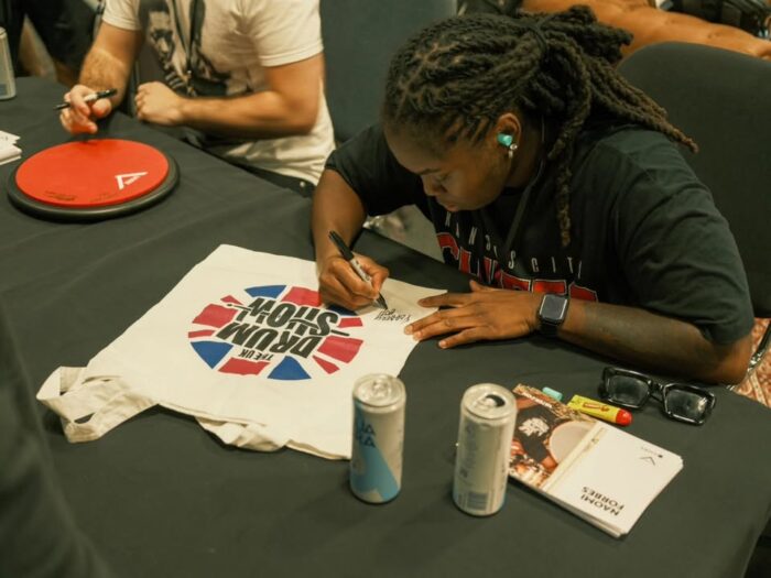 Day 1 of the UK Drum Show is in the bag, and it was a banger! ⚡
Thanks to everyone who stopped by to say hello and try out new models. Also, big thanks to all the artists who popped in, and to @brandon.toews and @naomiforbesmusic for the signing session. 👊
Well see you again at 10am for the second and final day of @theukdrumshow 2025!
-
#vater #vaterpercussion #drumsticks #VaterDrumsticks #snare #snaredrum #accessories #drummer #drumset #drumsdrumsdrums #drum #drumforlife #drummers #drumset #drumsetup #drumstagram #art #design #gooddesign #instrument #instrumental #vaterextendedplay #extendedplay  #switchtovater #artist